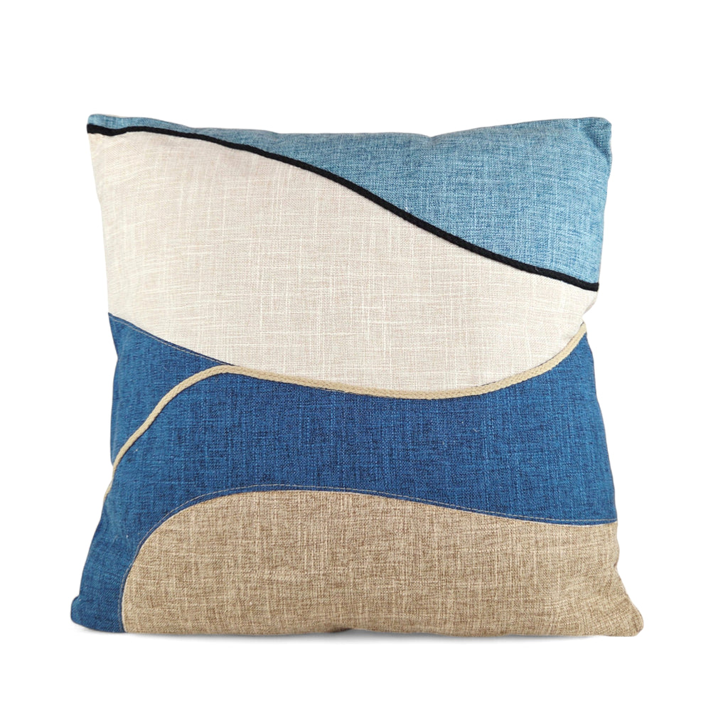 Almofada KULURI 45x45 estilo linho efeito ondulado com tons de Azul e Bege