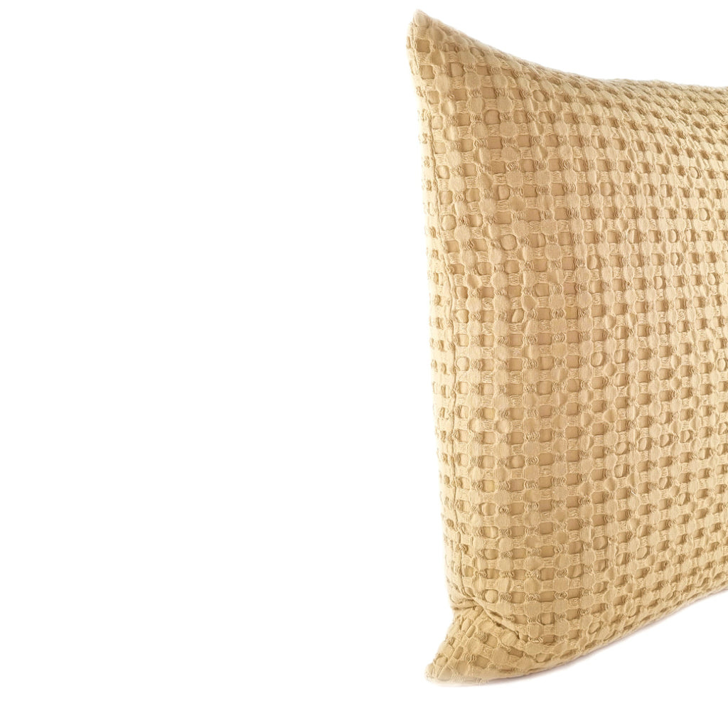 Almofada KULURI 50x50 Algodão Amarelo Mostarda com favos