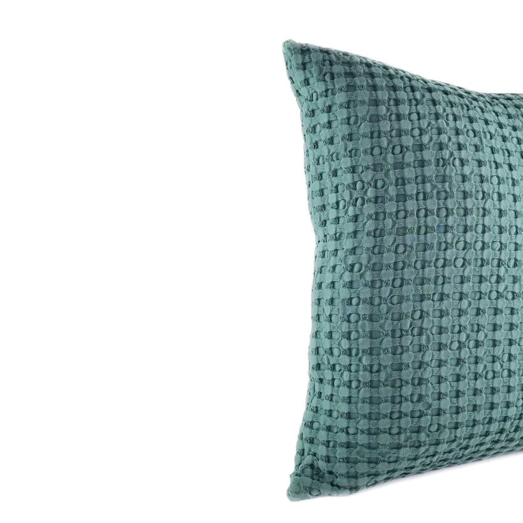 KULURI 50x50 Green Cotton Cushion with Honeycomb