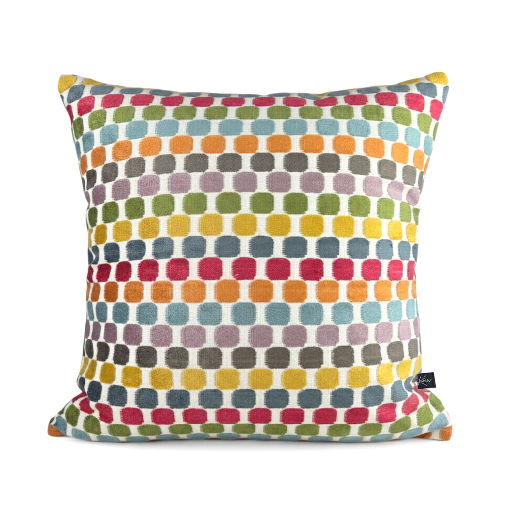 Almofada KULURI 50x50 com círculos coloridos Azul, Verde, Amarelo, Roxo