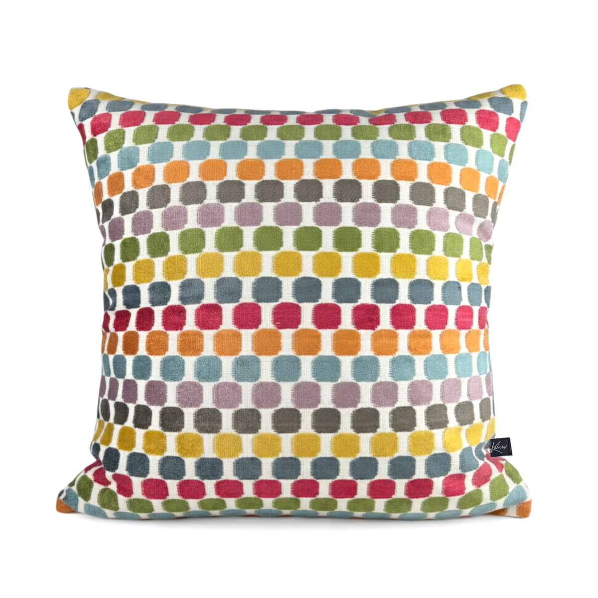 Almofada KULURI 50x50 com círculos coloridos Azul, Verde, Amarelo, Roxo