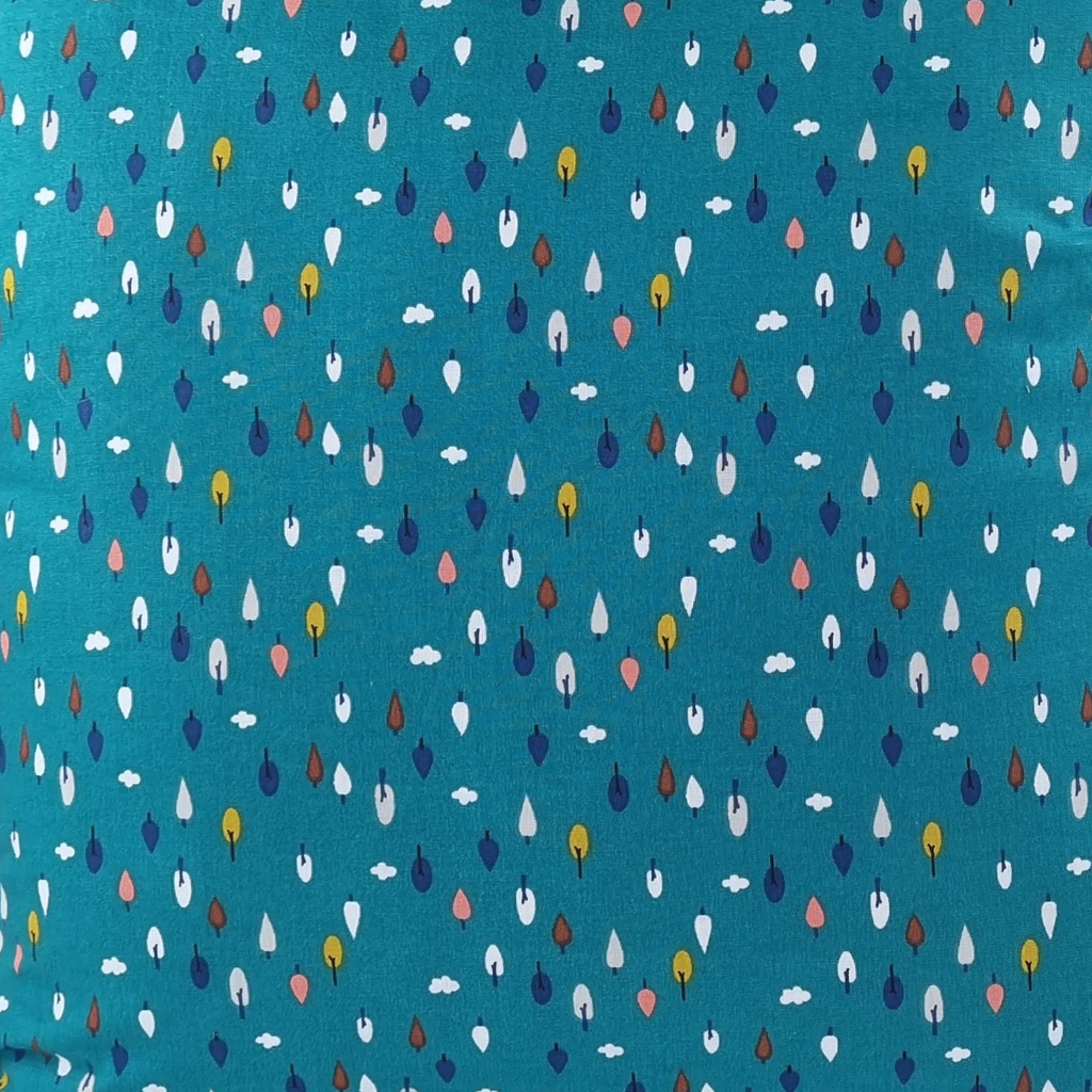 Almofada MUDELL 45x45 Algodão Azul Verde com folhas coloridas