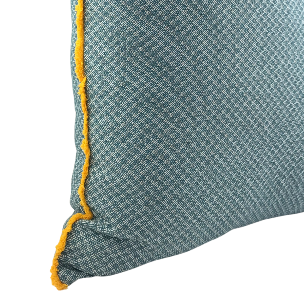 Almofada MUDELL 50x50 Padrão Azul com Franja Amarela