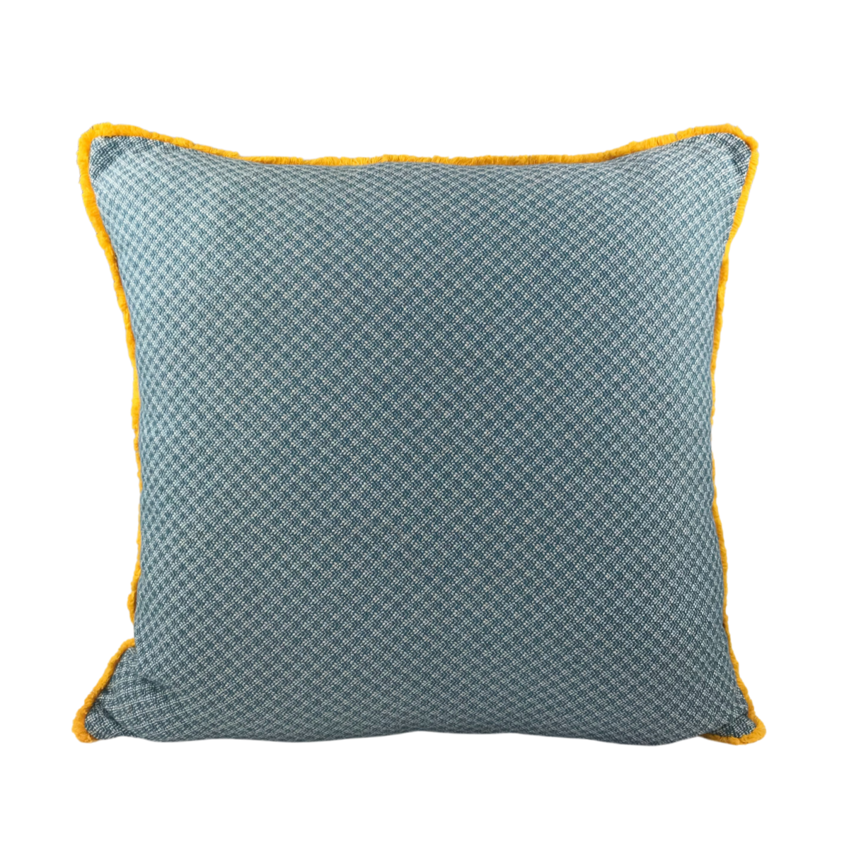 Cushion MUDELL 50x50 Pattern Blue with Yellow Fringe