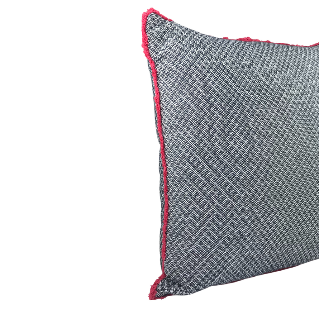 MUDELL 50x50 Cushion Blue Pattern with Pink Fringe