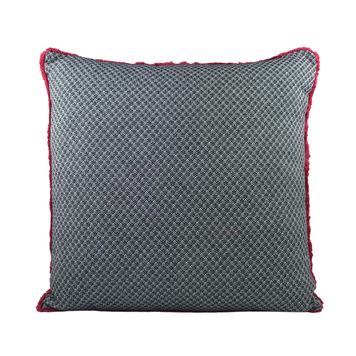 Almofada MUDELL 50x50 Padrão Azul com Franja Rosa