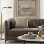 Cushion MUDELL 50x50 in beige herringbone fabric