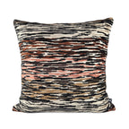 Cushion NOKKLI 50x50 with Horizontal Pattern in Black, Brown and Pink
