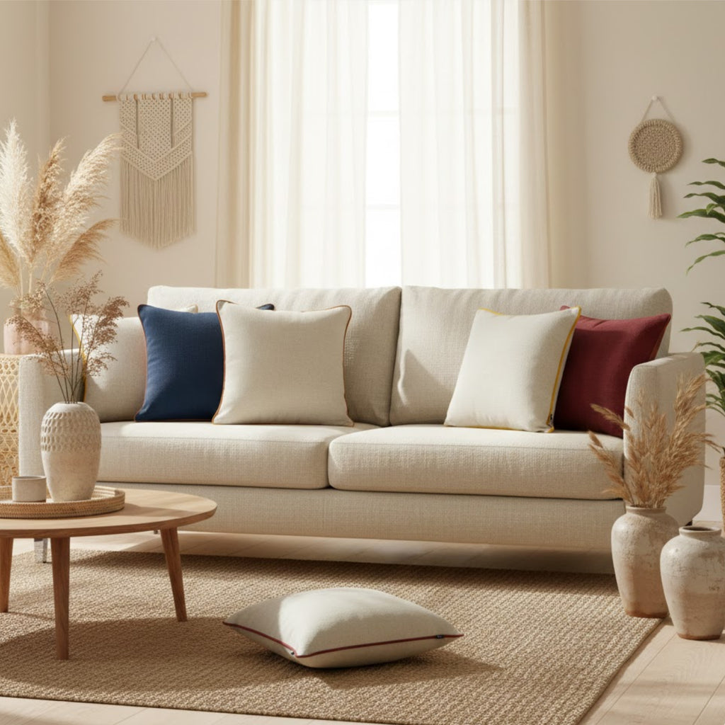 Almofada DINJA 50x50 Linho com vivo Laranja