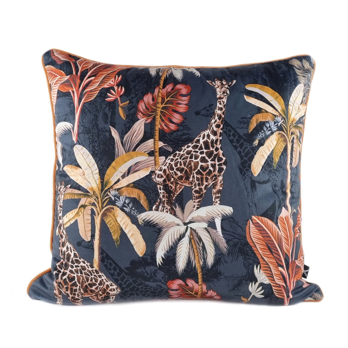 Almofada DINJA 45x45 Veludo Preto Safari com Vivo Terracota