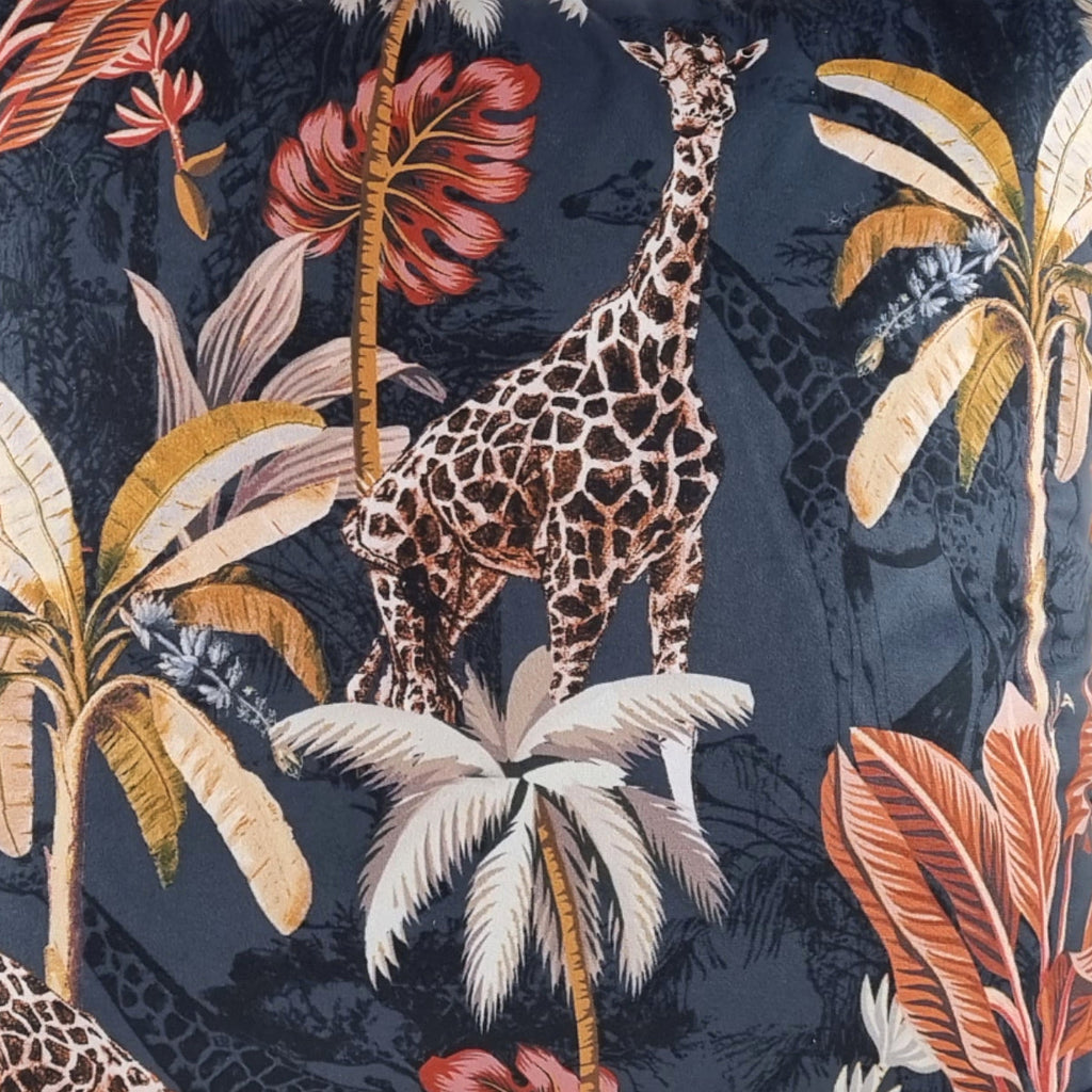 DINJA Cushion 45x45 Black Velvet Safari with Terracotta Edge