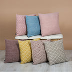 Almofada HEMMEK 45x45 Lã Rosa em padrão diamante
