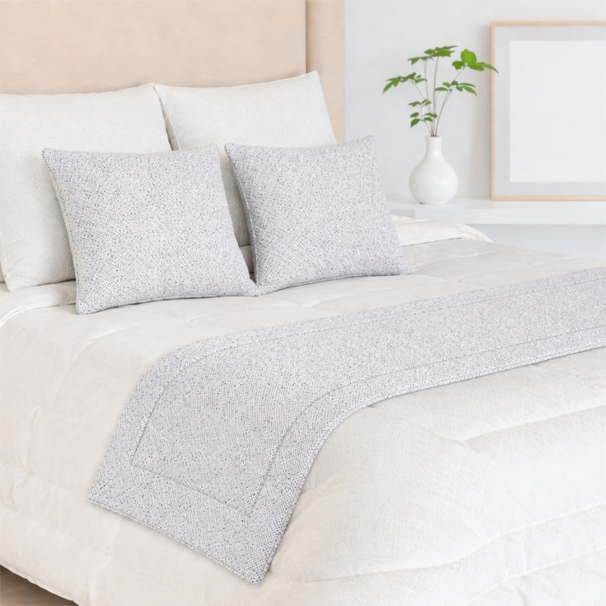 Pousa Pés KULURI 50x240 em tecido Cinza e Preto