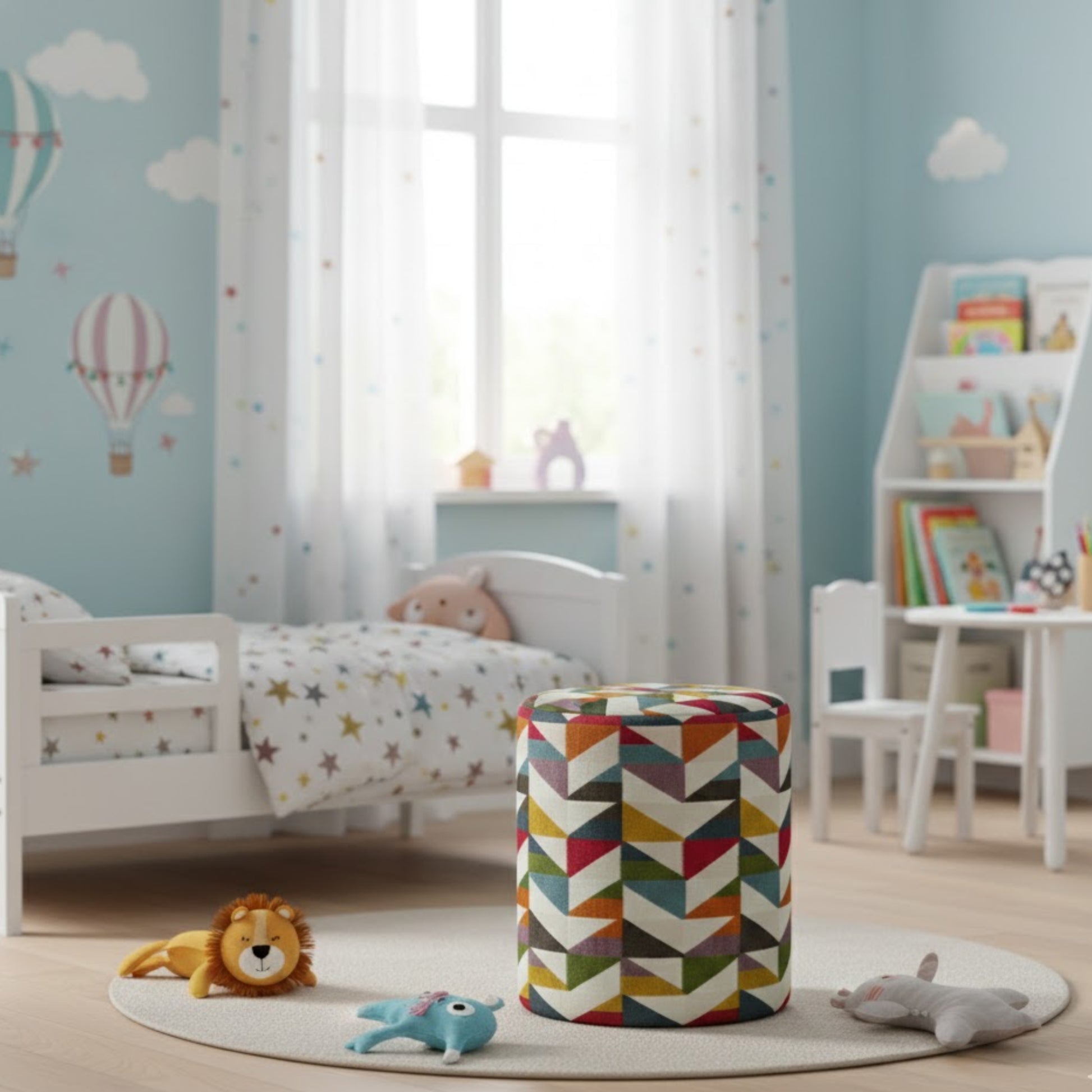 Puff GEWA 40x35 redondo em tecido caleidoscópio Várias Cores