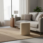Pouf MUDELL Round 40x35 pouf in beige herringbone fabric