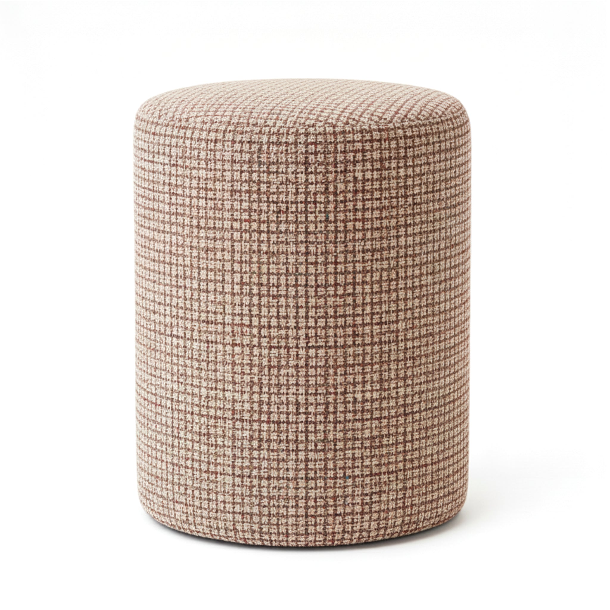 Puff GEWA 40x35 redondo em tecido quadrados Azul, Laranja e Bege