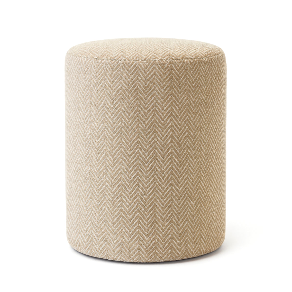 Puff MUDELL 40x35 redondo em tecido em espinha Bege