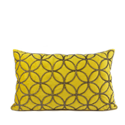 Cushion BELLUS 45x45 Mustard Yellow Velvet with Beads