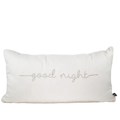 Cushion JIDDI 35x65 Linen Pearl with "Good Night"