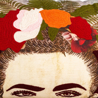 Almofada DINJA 37x65 Frida Kahlo com Folhas Bordadas