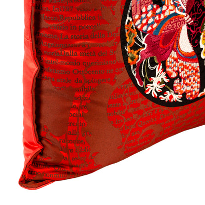 Cushion DINJA 45x45 Satin with Letters and Hand-embroidered Application