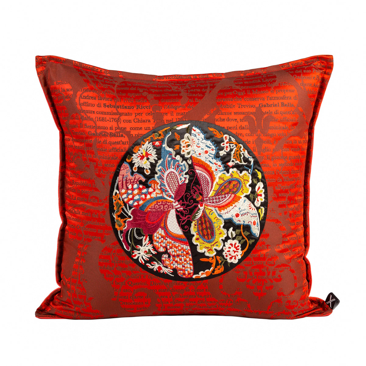 Cushion DINJA 45x45 Satin with Letters and Hand-embroidered Application