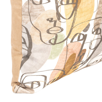 Cushion DINJA 50x50 Face Drawing with Beige Velvet Back