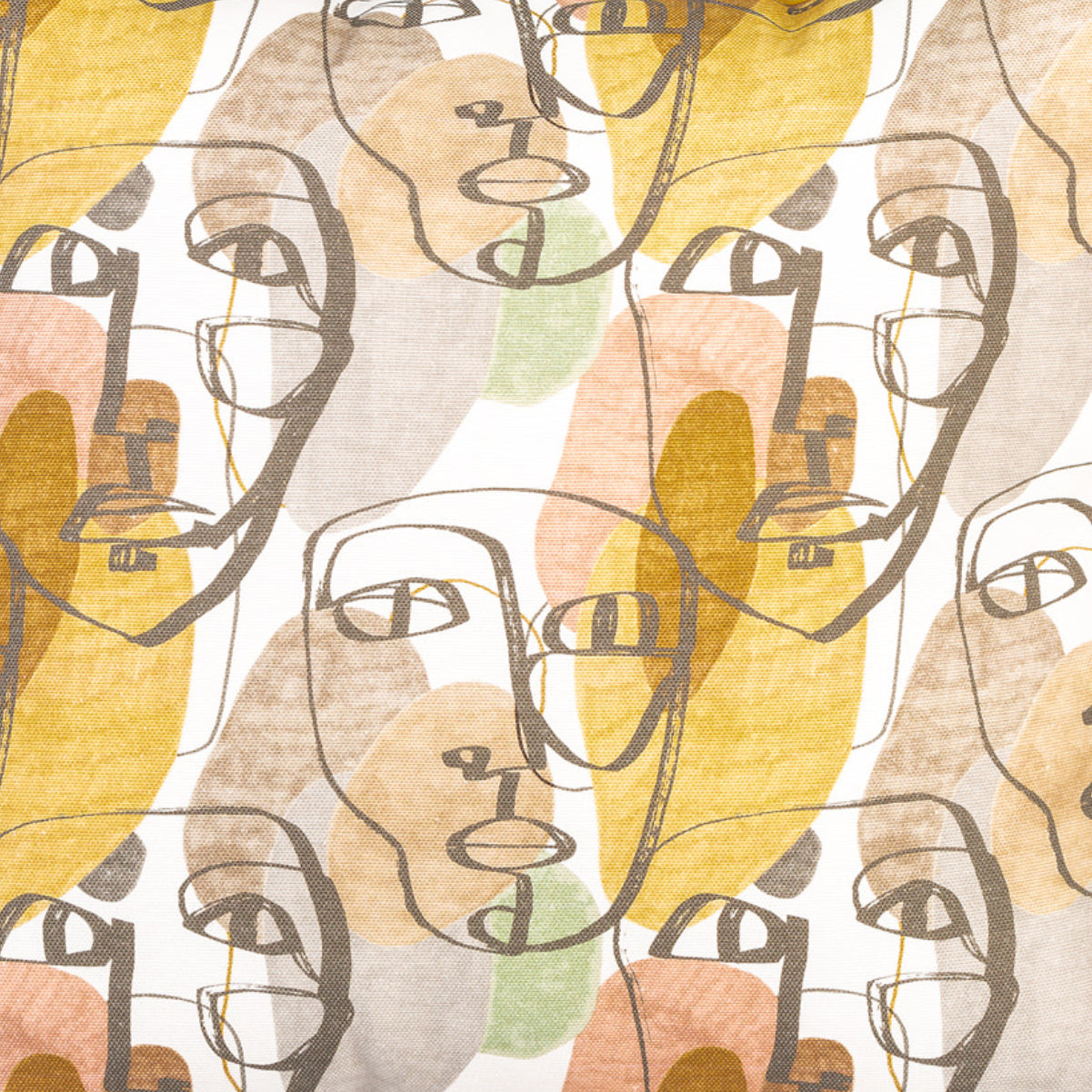 Cushion DINJA 50x50 Face Drawing with Mustard Velvet Back
