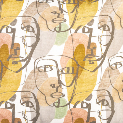 Cushion DINJA 50x50 Face Drawing with Mustard Velvet Back