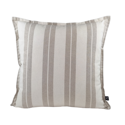 Cushion DINJA 50x50 Raw Linen with brown wide double stripe and contour