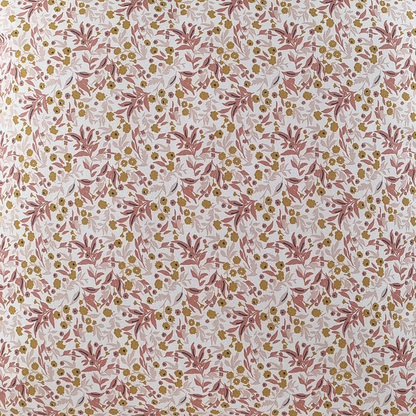 FJURI Cushion 45x45 White and Pink Cotton with leaves