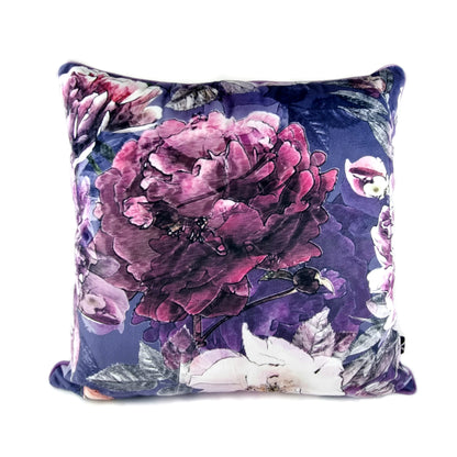 Cushion FJURI 45x45 Floral Purple and Blue with Cord
