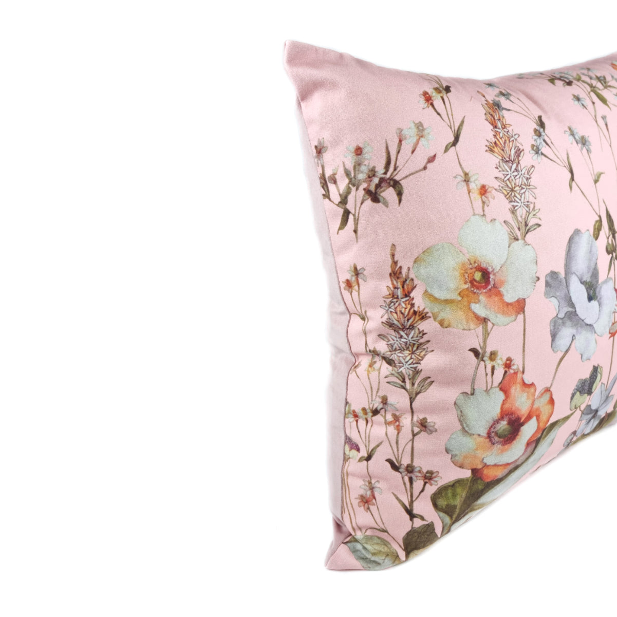 Cushion FJURI 45x45 Flowers with Peach Pink background