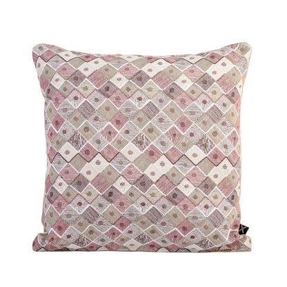 Cushion FJURI 45x45 Brown Beige Geometric Pattern with Brown Velvet Back