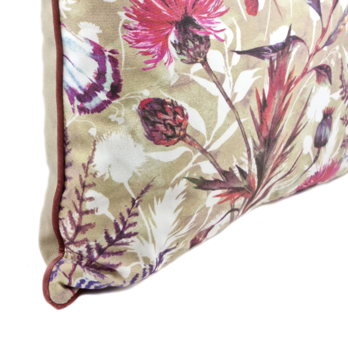 Cushion FJURI 45x45 Pink with Flowers and Cord