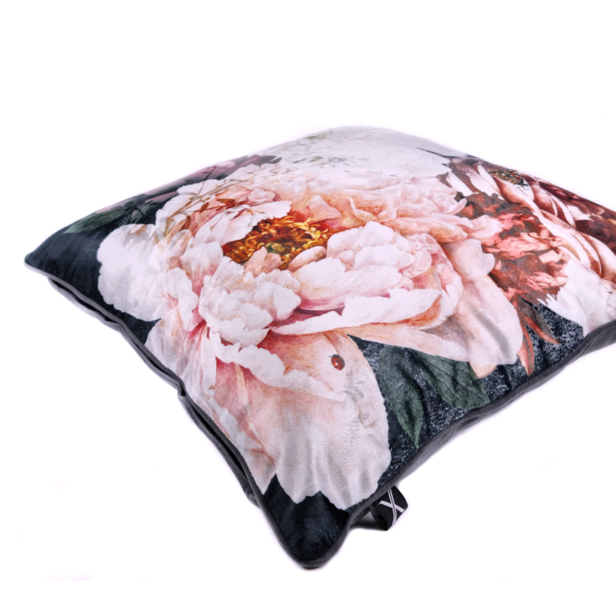Cushion FJURI 45x45 Black Velvet with Flowers