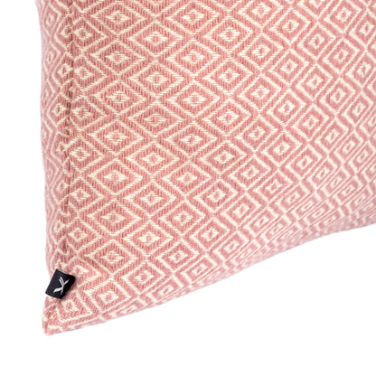 Cushion HEMMEK 45x45 Pink Wool in diamond pattern