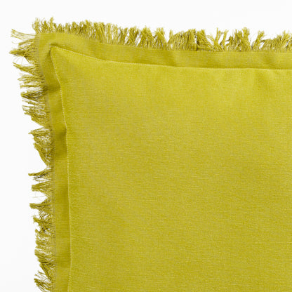Cushion KULURI 45x45 Mustard Green Cotton with Fringe