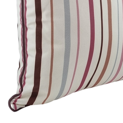 Cushion KULURI 45x45 Stripes Purple Brown and Blue with Purple cord