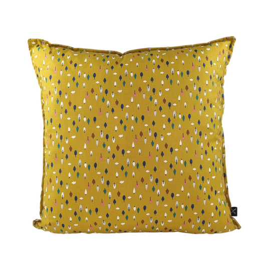 MUDELL Cushion 45x45 Mustard Yellow Cotton with colored leaves